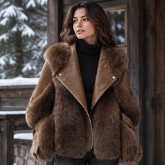 Letitia Women's Oversized Fur Winter Coat - Brown - Women's Clothing > Outerwear > Winter Coats - Hendlys - Image 1
