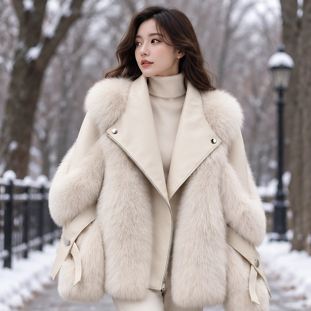 Letitia Women's Oversized Fur Winter Coat - White - Women's Clothing > Outerwear > Winter Coats - Hendlys - Image 1