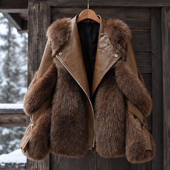 Letitia Women's Oversized Fur Winter Coat - Brown - Women's Clothing > Outerwear > Winter Coats - Hendlys - Image 3