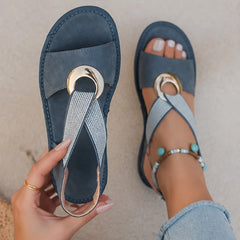 Liora Cross-Strap Orthopedic Sandals - Blue - women's sandals - Hendlys - Image 2