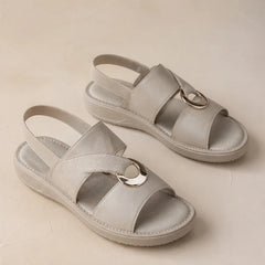 Liora Cross-Strap Orthopedic Sandals - Beige - orthopedic sandals - Hendlys - Image 3