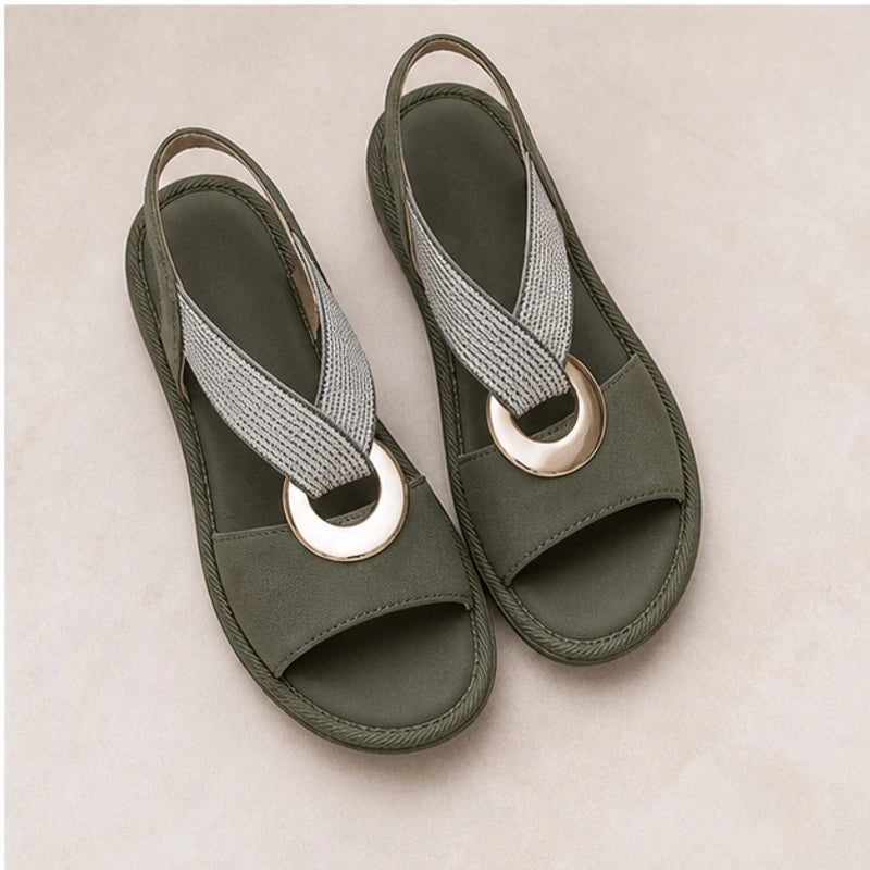Liora Cross-Strap Orthopedic Sandals - Green - orthopedic sandals - Hendlys - Image 3