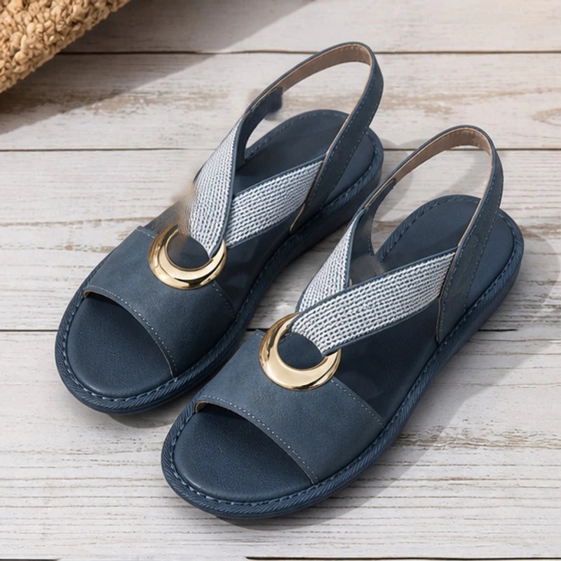 Liora Cross-Strap Orthopedic Sandals - Blue - orthopedic sandals - Hendlys - Image 3