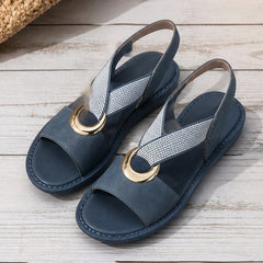Liora Cross-Strap Orthopedic Sandals - Blue - orthopedic sandals - Hendlys - Image 3