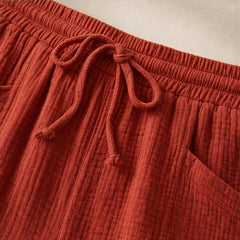 Liora Drawstring Gauze Shorts - Terracotta - drawstring shorts - Hendlys - Image 4