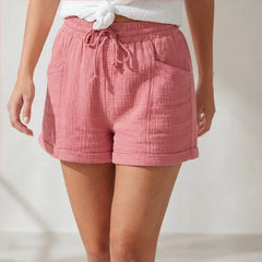 Liora Drawstring Gauze Shorts - Blush Pink - women's shorts - Hendlys - Image 2