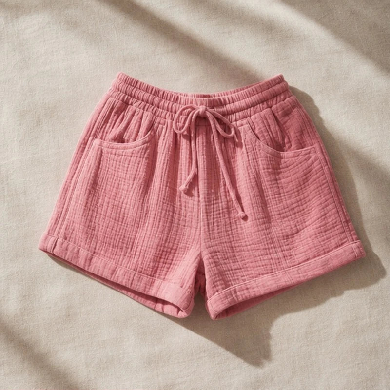 Liora Drawstring Gauze Shorts - Blush Pink - drawstring shorts - Hendlys - Image 4