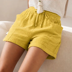 Liora Drawstring Gauze Shorts - Yellow - women's shorts - Hendlys - Image 2