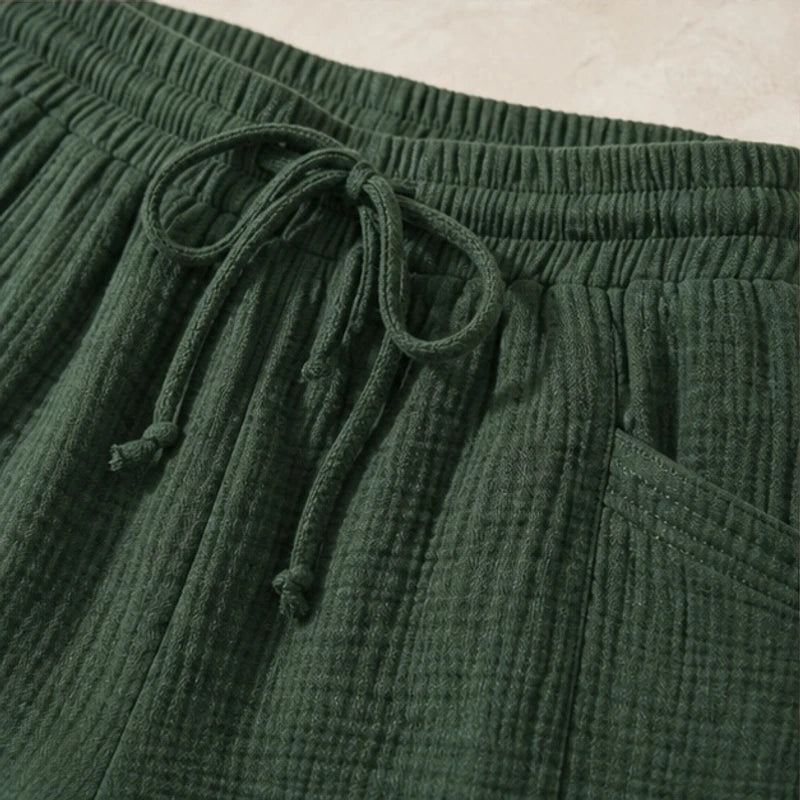 Liora Drawstring Gauze Shorts - Forest Green - drawstring shorts - Hendlys - Image 4