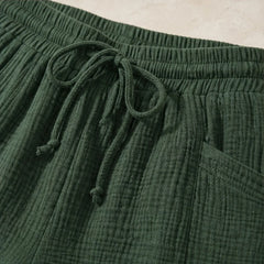 Liora Drawstring Gauze Shorts - Forest Green - drawstring shorts - Hendlys - Image 4