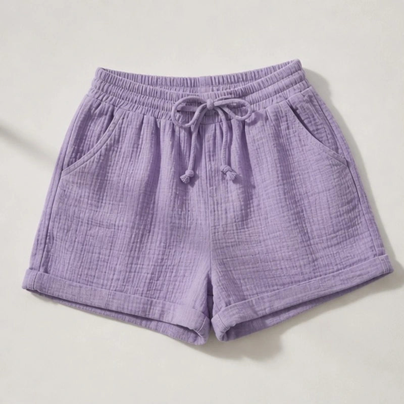 Liora Drawstring Gauze Shorts - Light Purple - gauze shorts - Hendlys - Image 3