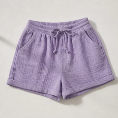 Liora Drawstring Gauze Shorts - Light Purple - gauze shorts - Hendlys - Image 3