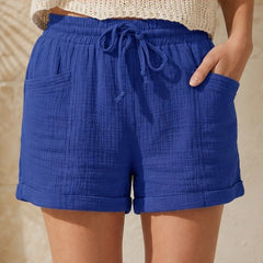 Liora Drawstring Gauze Shorts - Royal Blue - Shorts - Hendlys - Image 1