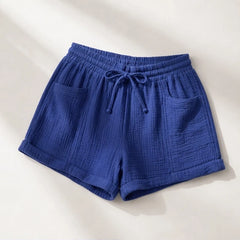 Liora Drawstring Gauze Shorts - Royal Blue - gauze shorts - Hendlys - Image 3