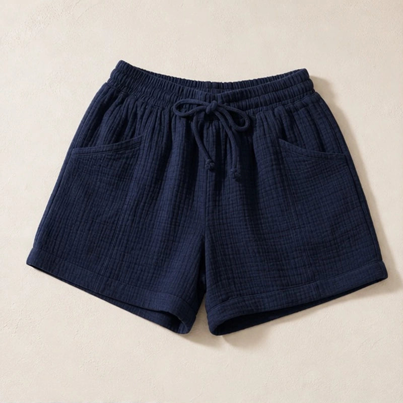 Liora Drawstring Gauze Shorts - Navy - gauze shorts - Hendlys - Image 3