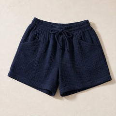 Liora Drawstring Gauze Shorts - Navy - gauze shorts - Hendlys - Image 3