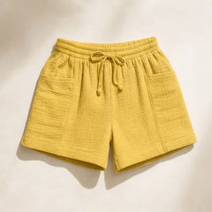 Liora Drawstring Gauze Shorts - Yellow - gauze shorts - Hendlys - Image 3