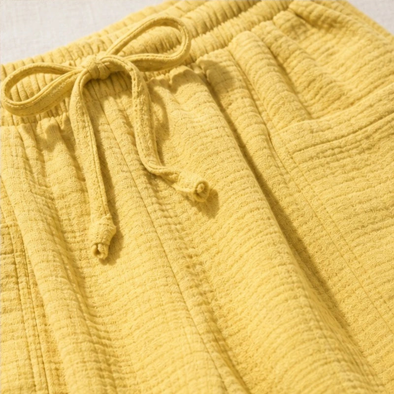 Liora Drawstring Gauze Shorts - Yellow - drawstring shorts - Hendlys - Image 4