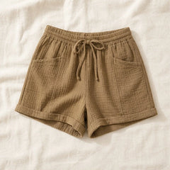 Liora Drawstring Gauze Shorts - Brown - drawstring shorts - Hendlys - Image 4