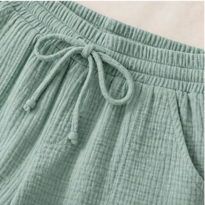 Liora Drawstring Gauze Shorts - Teal Green - drawstring shorts - Hendlys - Image 4