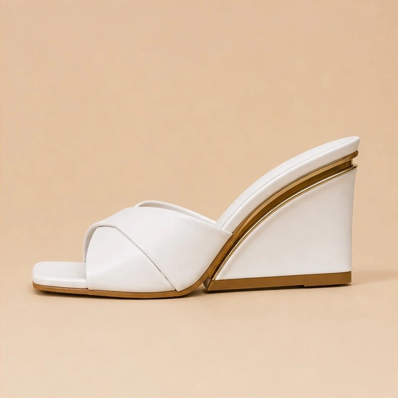 Liviana Open-Toe Wedge Heels - White - open-toe heels - Hendlys - Image 4