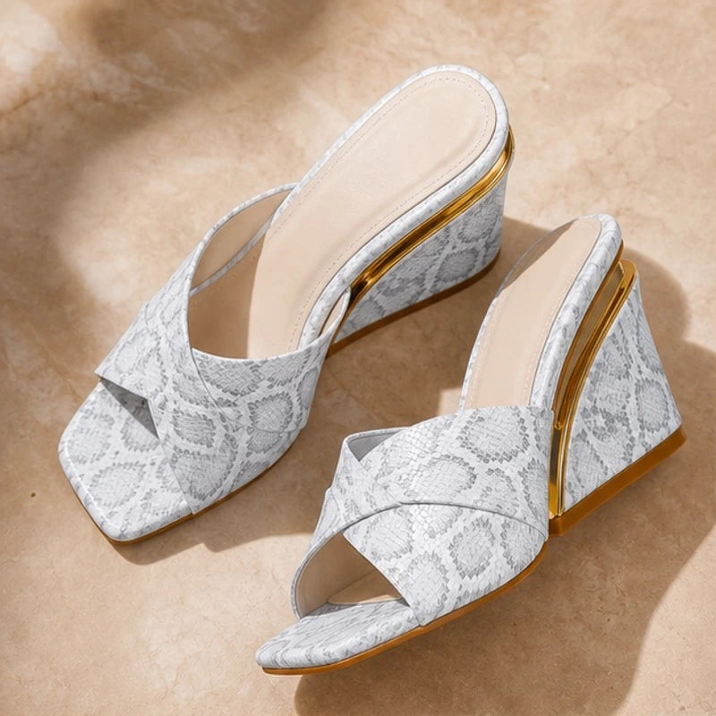 Liviana Open-Toe Wedge Heels - Gray - wedge heels - Hendlys - Image 3