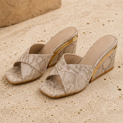 Liviana Open-Toe Wedge Heels - Gold - wedge heels - Hendlys - Image 3