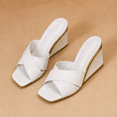 Liviana Open-Toe Wedge Heels - White - wedge heels - Hendlys - Image 3