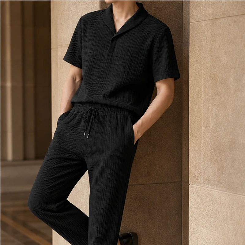 Lombardy Linen Set - Black - men's linen set - Hendlys - Image 2