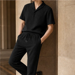 Lombardy Linen Set - Black - men's linen set - Hendlys - Image 2