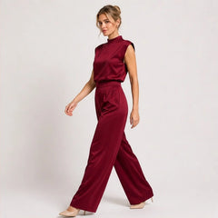 Loredana High-Neck Sleeveless Wide-Leg Jumpsuit - Red - Women's Clothing > Jumpsuits > Wide-Leg Jumpsuits - Hendlys - Image 1