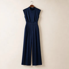 Loredana High-Neck Sleeveless Wide-Leg Jumpsuit - Navy - female - Hendlys - Image 4