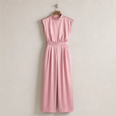 Loredana High-Neck Sleeveless Wide-Leg Jumpsuit - Pink - Women's Jumpsuit - Hendlys - Image 3