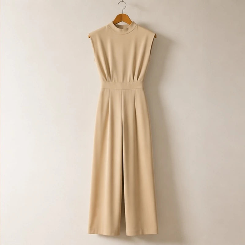 Loredana High-Neck Sleeveless Wide-Leg Jumpsuit - Beige - female - Hendlys - Image 4