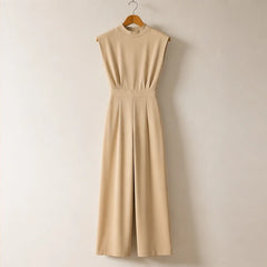 Loredana High-Neck Sleeveless Wide-Leg Jumpsuit - Beige - female - Hendlys - Image 4