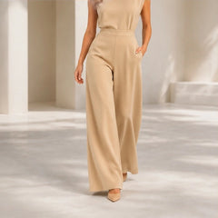 Loredana High-Neck Sleeveless Wide-Leg Jumpsuit - Beige - Women's - Hendlys - Image 2