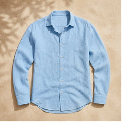 Lorenzo Relaxed Fit Cotton Linen Shirt - Blue - Catalog Group: Clothing - Hendlys - Image 2