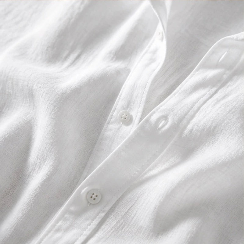 Lorenzo Relaxed Fit Cotton Linen Shirt - White - Department: Men - Hendlys - Image 3