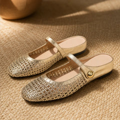 Lorissa Orthopedic Mule Flats - Gold - cushioned flats - Hendlys - Image 5
