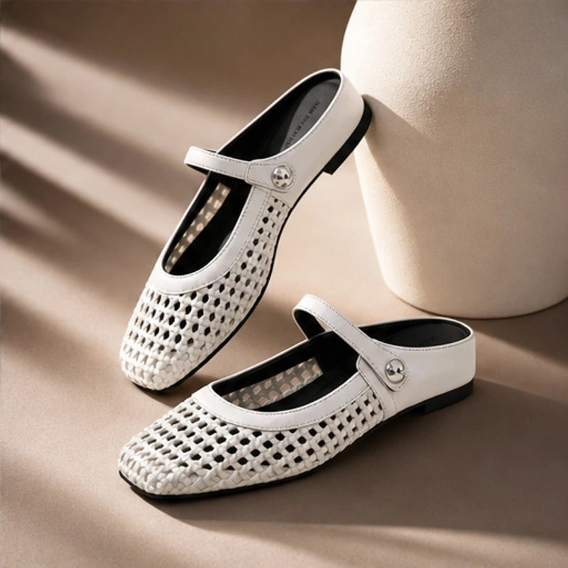 Lorissa Orthopedic Mule Flats - White - women's flats - Hendlys - Image 2
