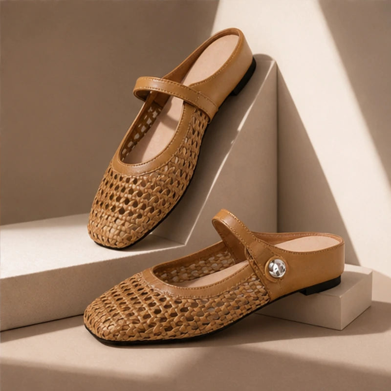 Lorissa Orthopedic Mule Flats - Camel - Footwear > Flats > Mary Jane Mule Flats - Hendlys - Image 1