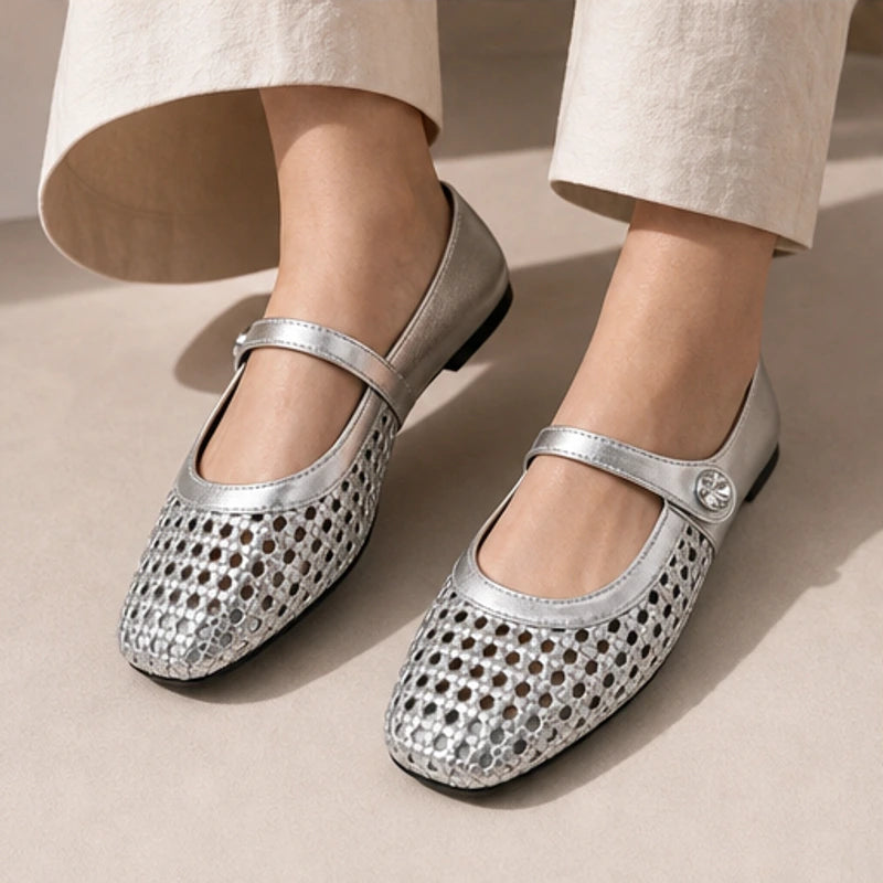 Lorissa Orthopedic Mule Flats - Silver - orthopedic support - Hendlys - Image 4