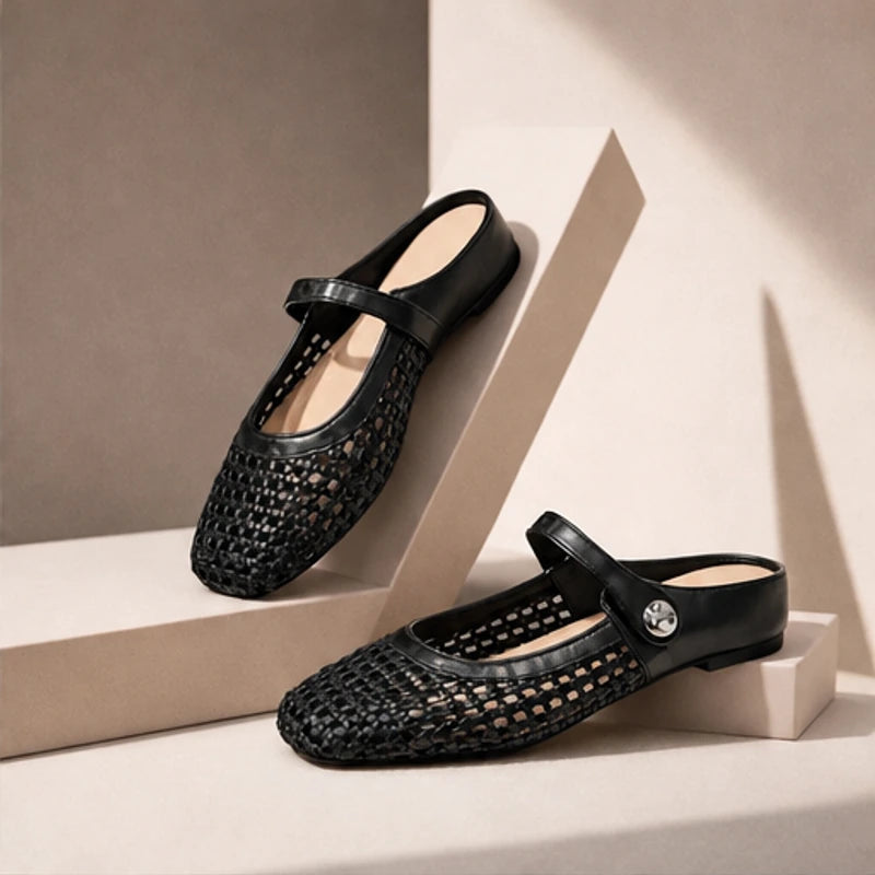 Lorissa Orthopedic Mule Flats - Black - Footwear > Flats > Mary Jane Mule Flats - Hendlys - Image 1