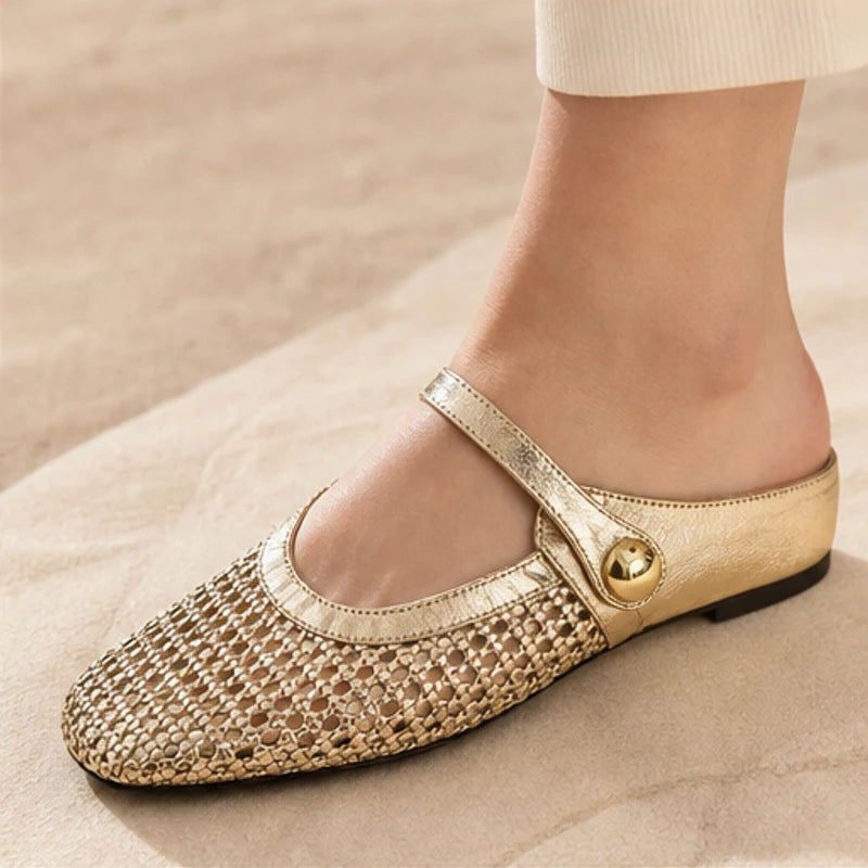 Lorissa Orthopedic Mule Flats - Gold - orthopedic support - Hendlys - Image 4