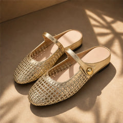 Lorissa Orthopedic Mule Flats - Gold - leather flats - Hendlys - Image 3