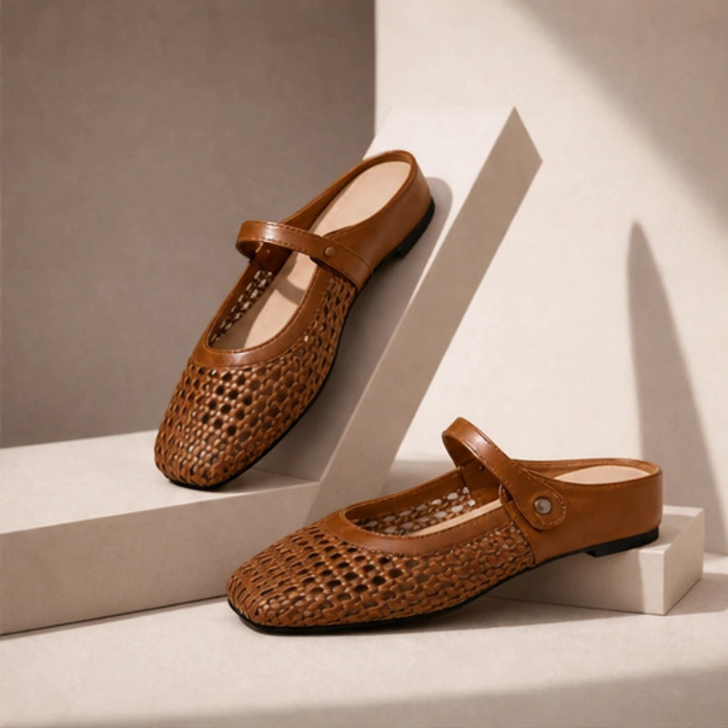 Lorissa Orthopedic Mule Flats - Brown - Footwear > Flats > Mary Jane Mule Flats - Hendlys - Image 1