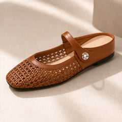 Lorissa Orthopedic Mule Flats - Brown - leather flats - Hendlys - Image 3