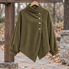 Lorraine Women's Funnel-Collar Corduroy Blouse - Olive - CLO-TOP-BLOUSE - Hendlys - Image 3