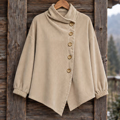 Lorraine Women's Funnel-Collar Corduroy Blouse - Beige - CLO-TOP-BLOUSE - Hendlys - Image 3