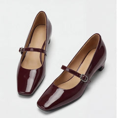 Helena Genuine Leather Heels - Maroon - women's heels - Hendlys - Image 1